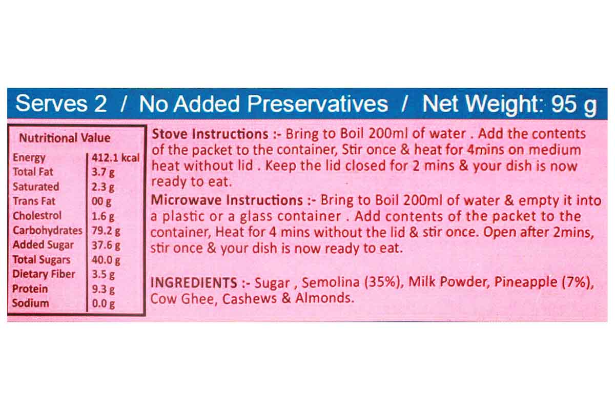 Instant Pineapple Sheera Mix 95 Gm