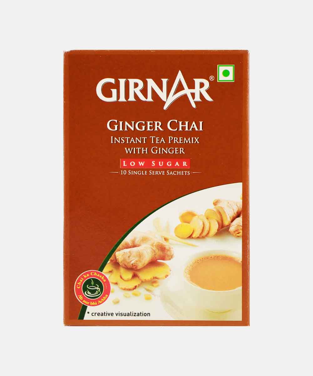 Girnar Premix Ginger Chai Low Sugar 80 Gm 10 Sachets