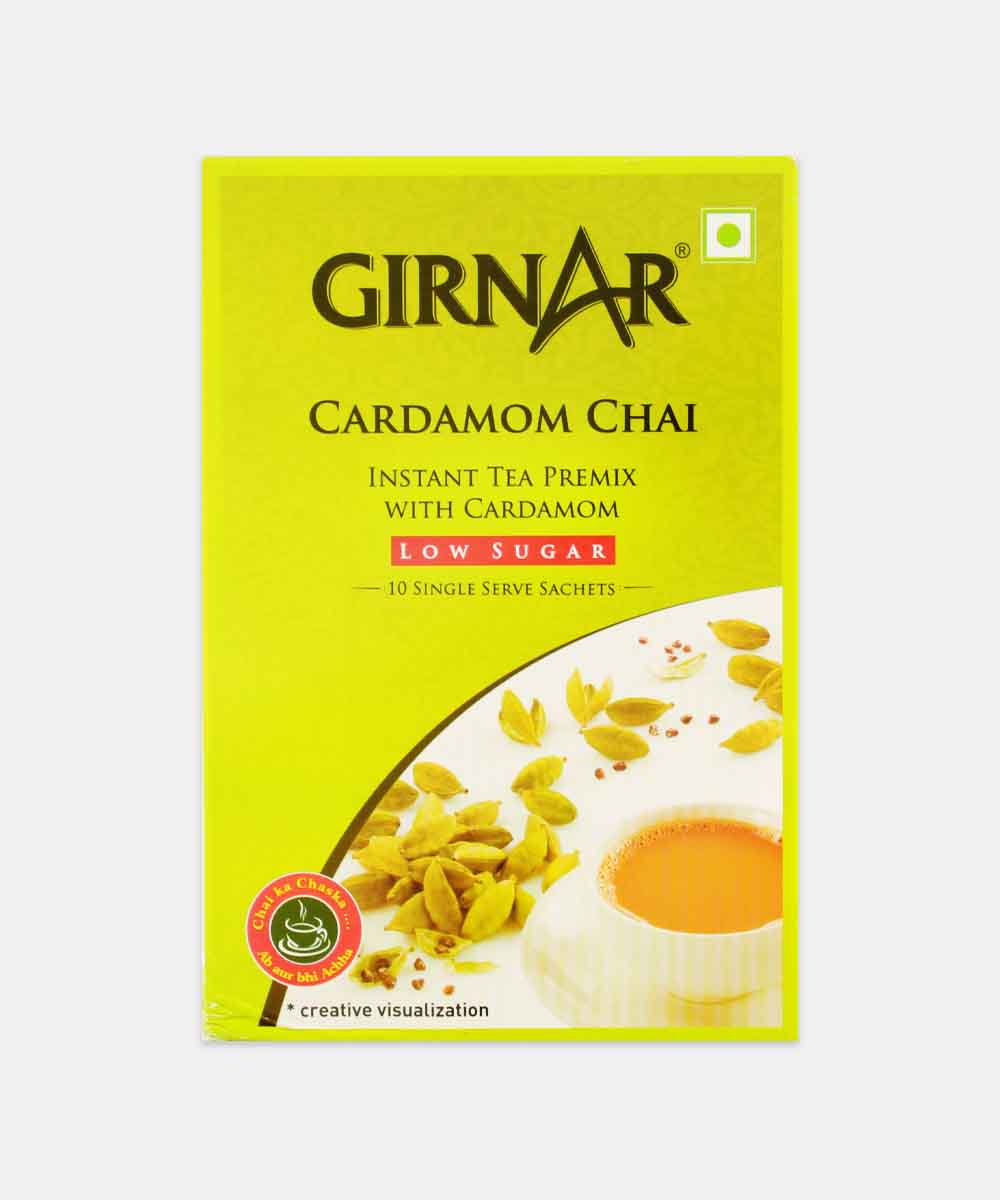 Girnar Premix Cardamom Chai Low Sugar 80 Gm 10 Sachets