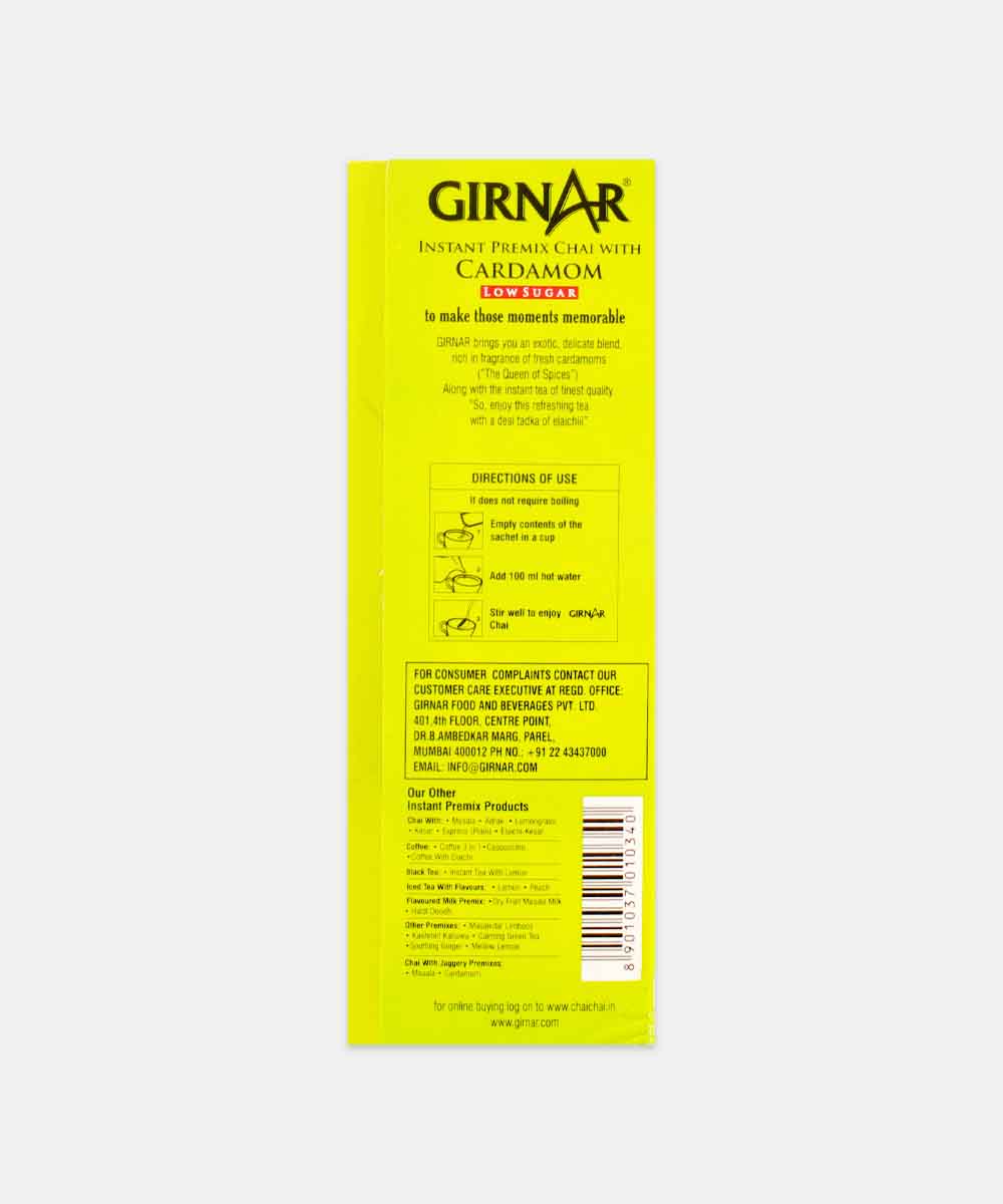 Girnar Premix Cardamom Chai Low Sugar 80 Gm 10 Sachets