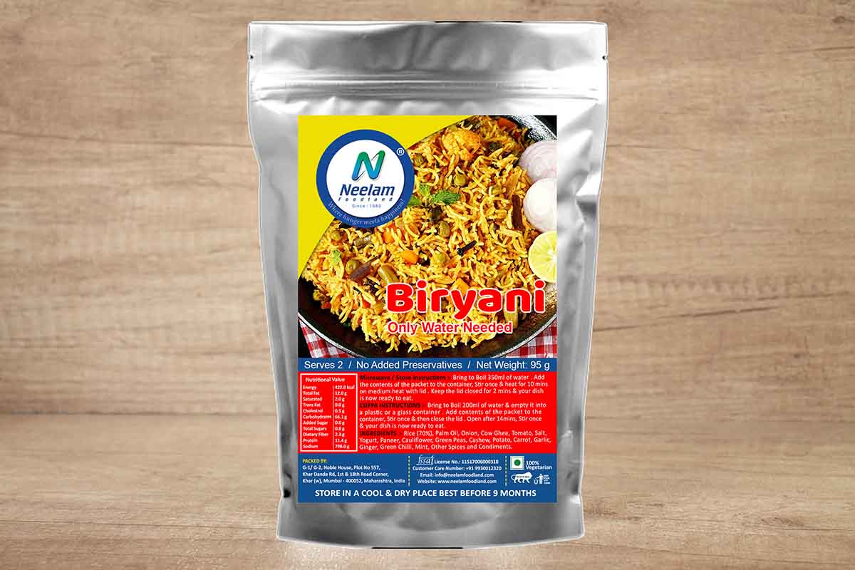 Neelam Freeze Dried Veg Biryani 95 Gm
