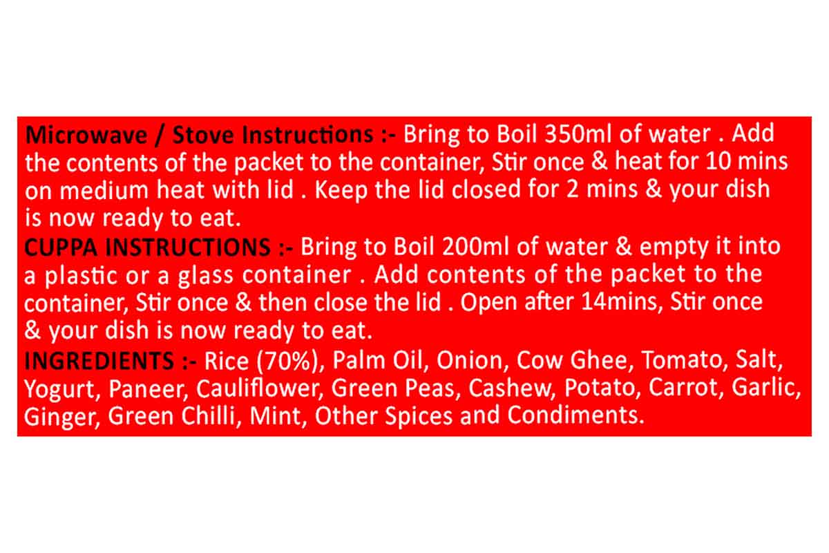 Neelam Freeze Dried Veg Biryani 95 Gm