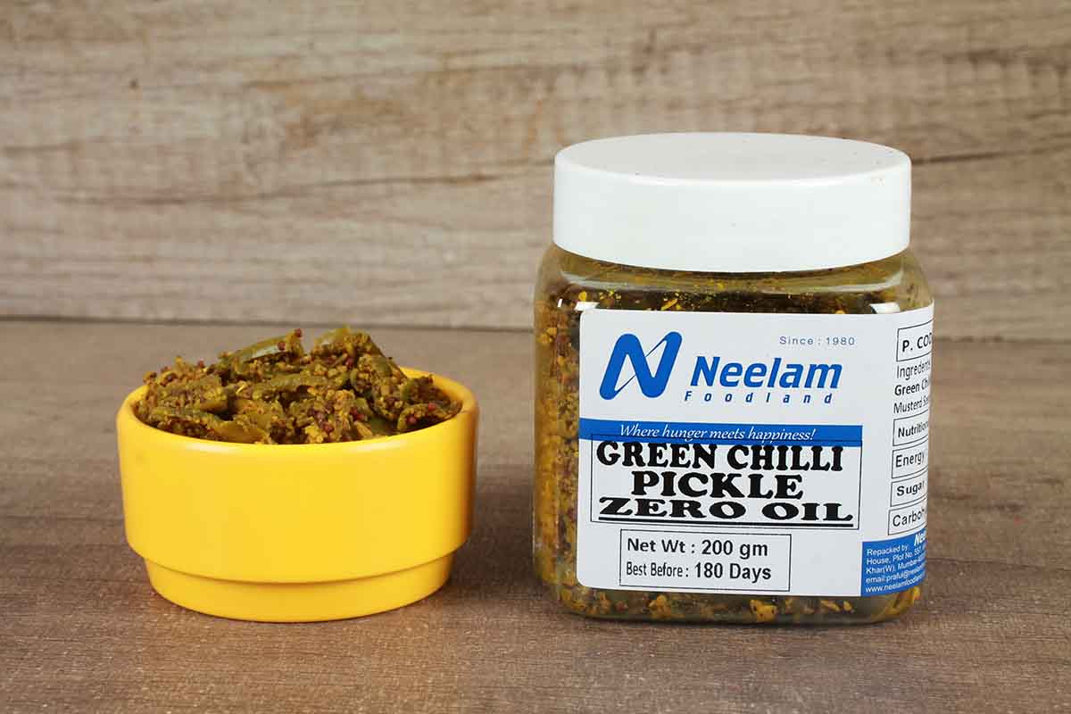 Green Chilli Pickle Zero Oil 200 Gm