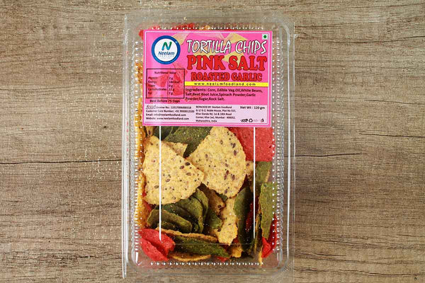 TORTILLA CHIPS PINK SALT ROASTED GARLIC 120