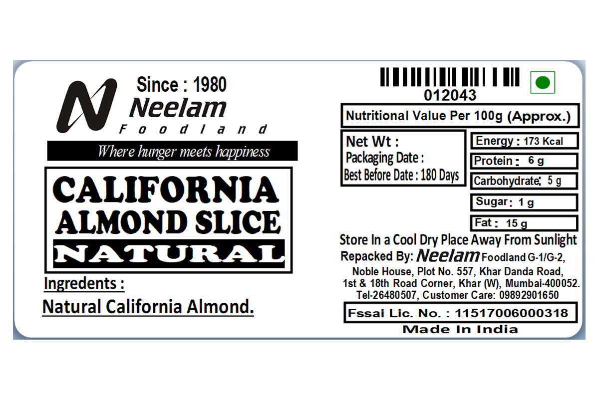 Natural California Almond Slice 100 Gm
