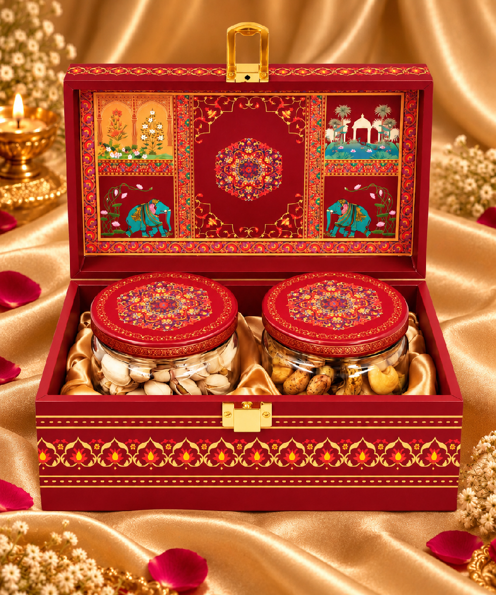 Maroon Gift Hamper 2 Jar  Khokha Box 310 Gm