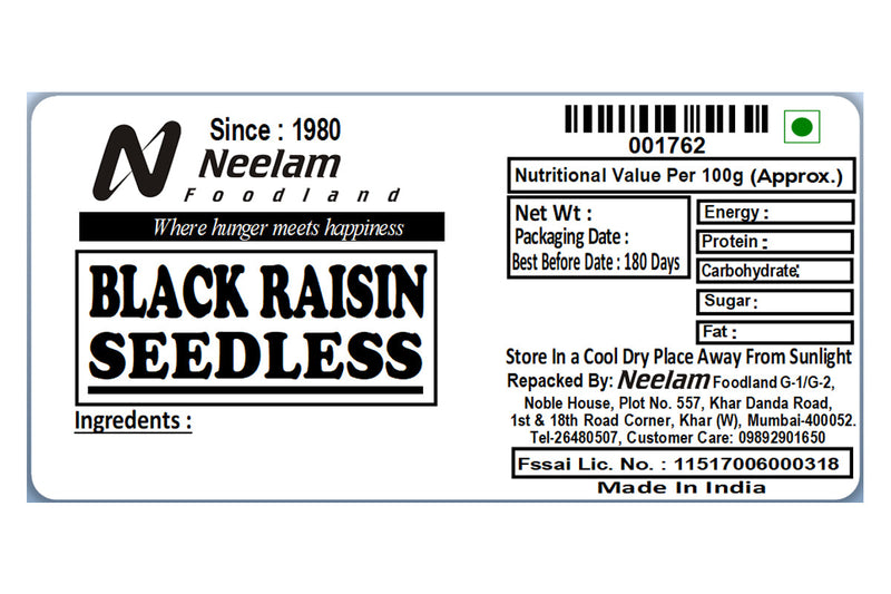 BLACK RAISIN KISMIS SEEDLESS 250 GM