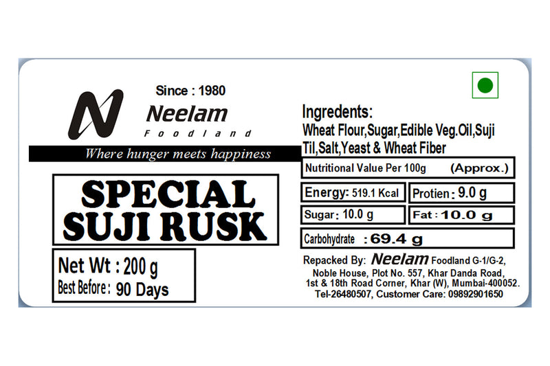 PREMIUM SUJI RUSK 200 GM