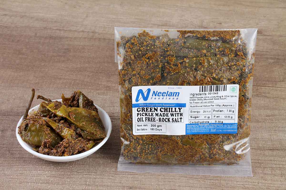 GREEN CHILLI OIL FREE PICKLE 200 GM